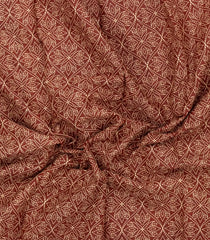 Brown Printed Jaipur Cotton Saree With Floral Motifs-JC1741