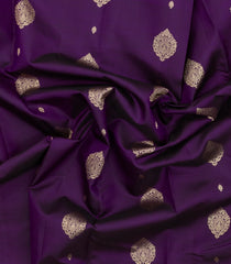 Dark Purple Woven Pure Silk Saree With Zari Buttas-EC2574
