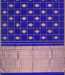 Blue Handloom Kanchipuram Silk Saree With Meena Checks & Buttas-KA15847