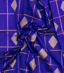 Blue Handloom Kanchipuram Silk Saree With Meena Checks & Buttas-KA15847