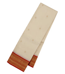 Cream Handloom Soft Silk Saree With Buttas & Contrast Border-SO4708