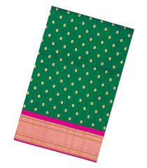 Green Paithani Silk Saree With Meena Butta & Contrast Pallu-PA1140