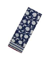 Navy Blue Printed Blended Georgette Saree With Floral Motifs-BL6194