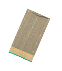 Grey Handloom Maheswari Silk Cotton Saree With Triangle Buttas-SC4916