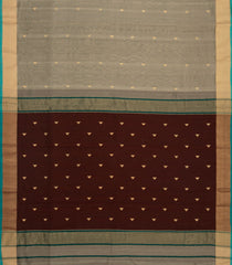 Grey Handloom Maheswari Silk Cotton Saree With Triangle Buttas-SC4916