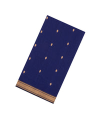 Navy Blue Handloom Maheswari Silk Cotton Saree With Floral Buttas-SC4918