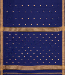 Navy Blue Handloom Maheswari Silk Cotton Saree With Floral Buttas-SC4918