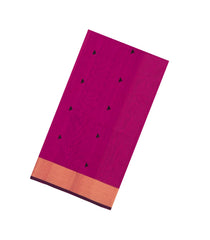 Pink Handloom Maheswari Silk Cotton Saree With Triangle Buttas-SC4919