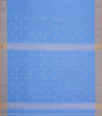 Light Blue Handloom Maheswari Silk Cotton Saree With Triangle Buttas-SC4920