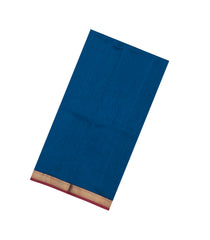 Dark Blue Handloom Maheswari Silk Cotton Saree With Zari Border-SC4930