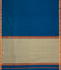 Dark Blue Handloom Maheswari Silk Cotton Saree With Zari Border-SC4930