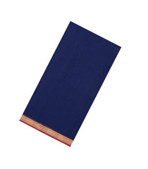 Midnight Blue Handloom Maheswari Silk Cotton Saree With Zari Border-SC4931