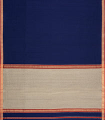 Midnight Blue Handloom Maheswari Silk Cotton Saree With Zari Border-SC4931