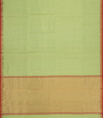 Cardamom Green Handloom Maheswari Silk Cotton Saree With Zari Stripes-SC4915
