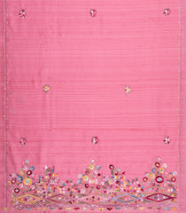BubbleGum Pink Woven Art Dupion Saree With Embroidered Floral Motifs-BL6148