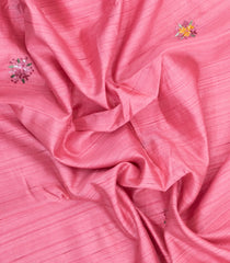 BubbleGum Pink Woven Art Dupion Saree With Embroidered Floral Motifs-BL6148