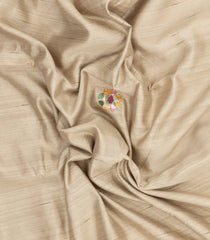 Taupe Woven Art Dupion Saree With Embroidered Floral Motifs-BL6149