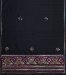 Black Woven Art Dupion Saree With Embroidered Floral Motifs-BL6150