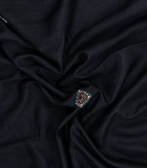 Black Woven Art Dupion Saree With Embroidered Floral Motifs-BL6150