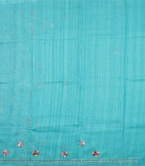 Turquoise Woven Art Dupion Saree With Embroidered Floral Motifs-BL6151