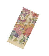 Cream Printed Art Dupion Saree With Animal Motifs-BL6164