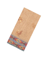 Sandal Printed Art Dupion Saree With Embroidered Motifs-BL6154