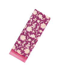 Burgundy Printed Chanderi Cotton Saree With Floral Motifs-CC1758