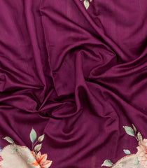 Burugndy Printed Art Dupion Saree With Floral Motifs-BL6157