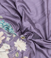 Lilac Printed Art Dupion Saree With Floral Motifs-BL6158