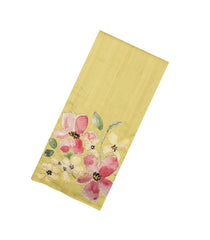 Yellow Printed Art Dupion Saree With Floral Motifs-BL6159