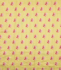 Yellow Printed Art Dupion Saree With Floral Motifs-BL6159