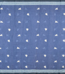 Navy Blue Printed Art Dupion Saree With Floral Motifs-BL6163