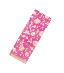 Pink Printed Chanderi Cotton Saree With Floral Motifs-CC1753