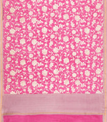 Pink Printed Chanderi Cotton Saree With Floral Motifs-CC1753