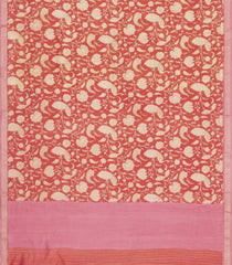 Dusty Peach Printed Chanderi Cotton Saree With Floral Motifs-CC1754