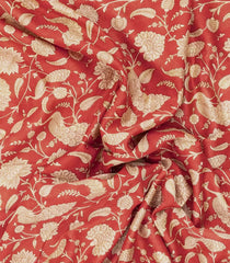 Dusty Peach Printed Chanderi Cotton Saree With Floral Motifs-CC1754