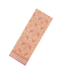 Dusty Peach Printed Chanderi Cotton Saree With Floral Motifs-CC1755