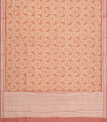 Dusty Peach Printed Chanderi Cotton Saree With Floral Motifs-CC1755
