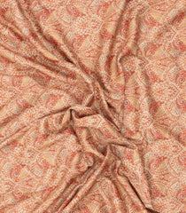 Dusty Peach Printed Chanderi Cotton Saree With Floral Motifs-CC1755