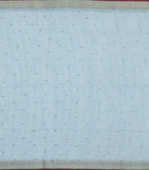 Light Blue Embroidered Linen Saree With Floral Motifs-LI0761