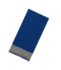 Blue Handloom Banarasi Khaddi Georgette Silk Saree With Floral Motifs-BE1783