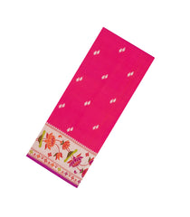 Pink Handloom Banarasi Silk Saree With Floral Buttas & Meena Borde-BE1762