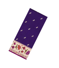 Dark Purple Handloom Banarasi Silk Saree With Floral Buttas & Meena Borde-BE1763