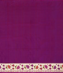 Dark Purple Handloom Banarasi Silk Saree With Floral Buttas & Meena Borde-BE1763