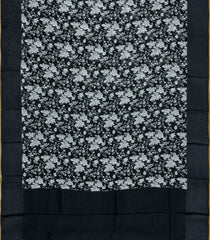 Black Printed Chiffon Silk Saree With Floral Motifs-PS0819
