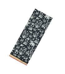 Black Pure Chiffon Silk Saree With Printed Floral Motifs-PS0866