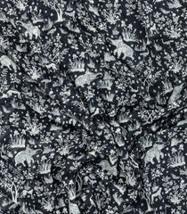 Black Pure Chiffon Silk Saree With Printed Bird Motifs-PS0874
