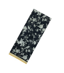 Black Pure Chiffon Silk Saree With Printed Bird Motifs-PS0867