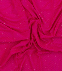 Hot Pink Pure Chiffon Silk Saree With Printed Floral Motifs-PS0868