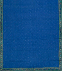 Blue Pure Chiffon Silk Saree With Printed Floral Motifs-PS0870
